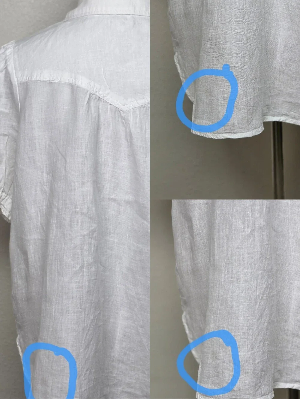 Pilcro Anthropologie White Linen Puff-Sleeve Button Front Blouse